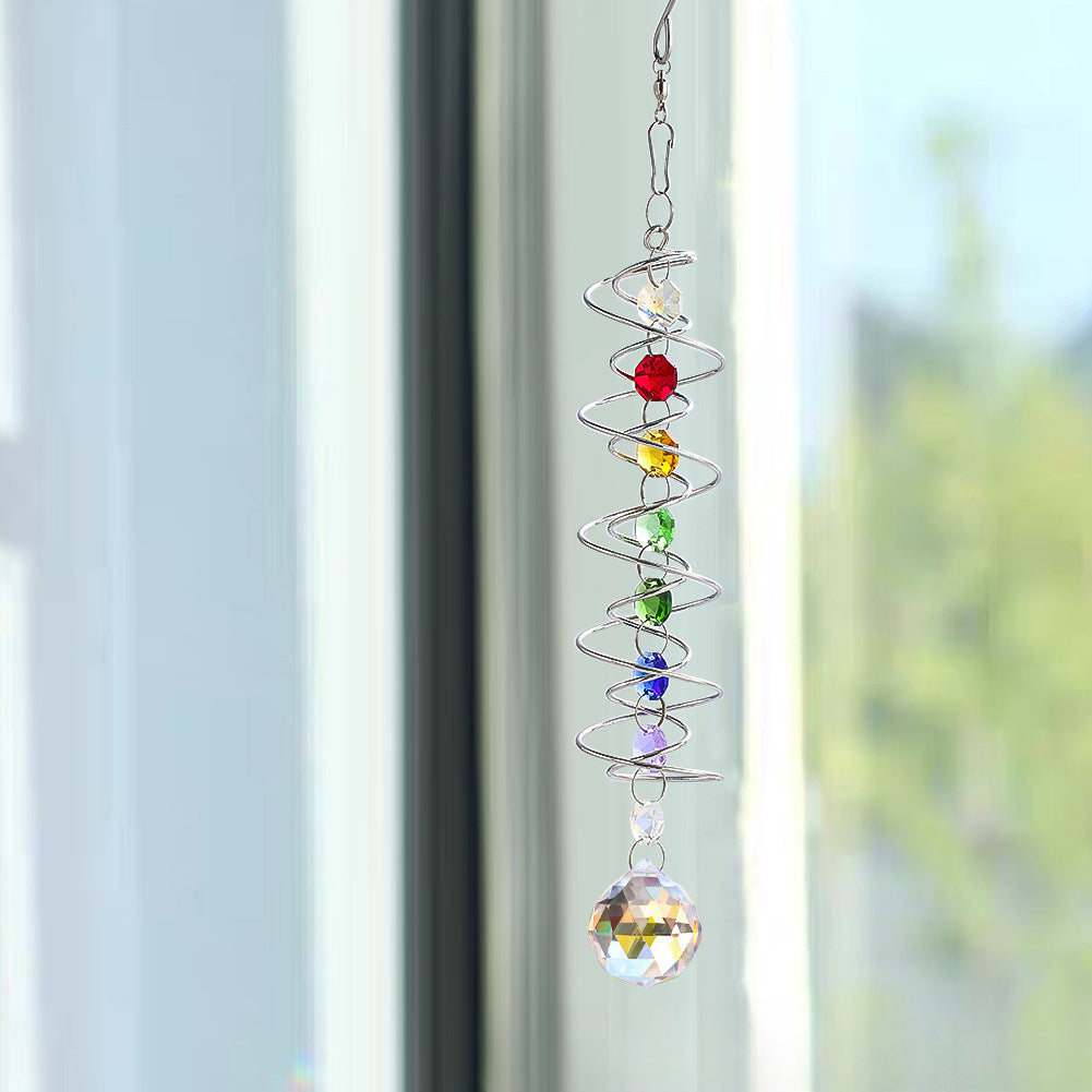 Wholesale Mobis Ring Stainless Steel Rotating Crystal Ball Wind Chime